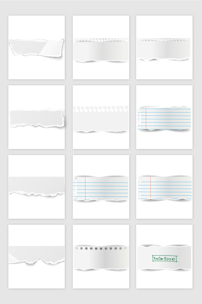 白色创意撕纸效果矢量素材