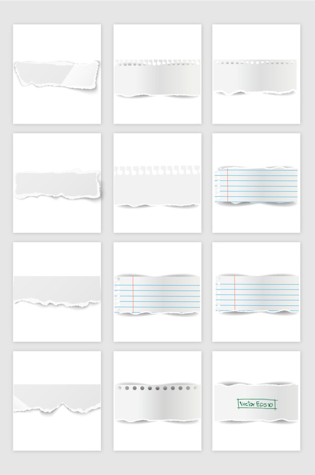 白色创意撕纸效果矢量素材