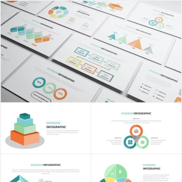 创意可视化圆形阶梯信息图表PPT素材Diagram Infographic Powerpoint Template