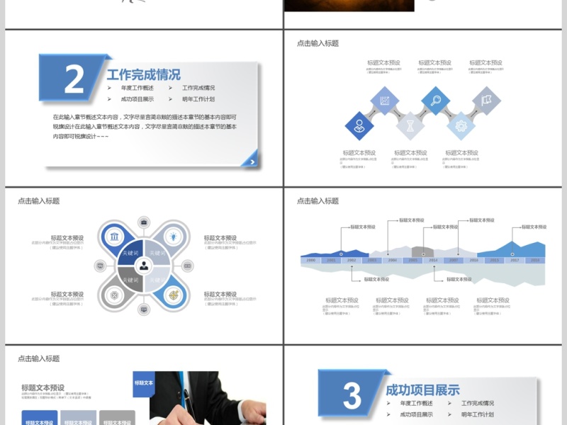 2019蓝色科技商务计划书PPT模板