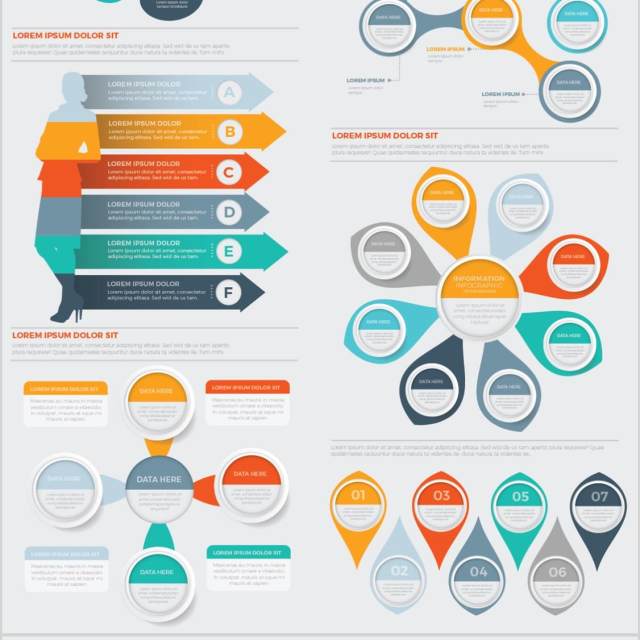 大型信息图表图形设计元素素材Mega Infographics Elements Design