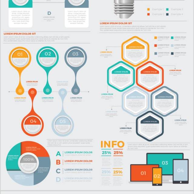 大型信息图表图形设计元素素材Mega Infographics Elements Design