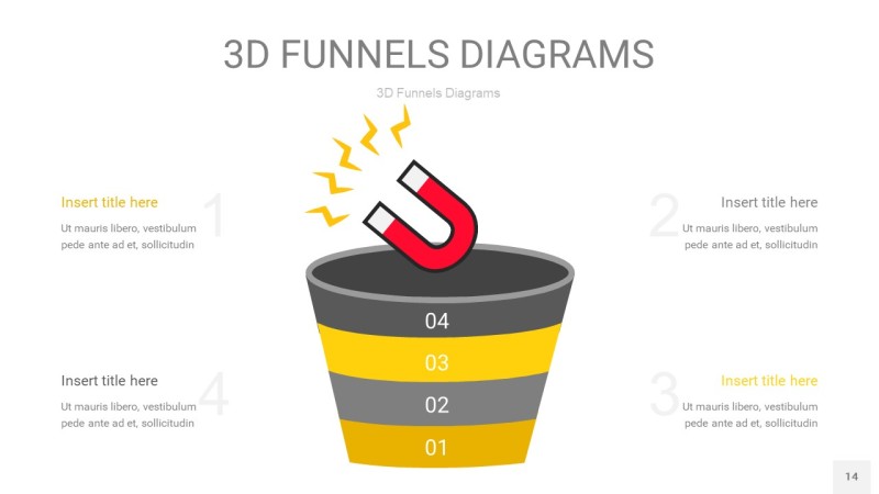 黄灰色3D漏斗PPT信息图表14