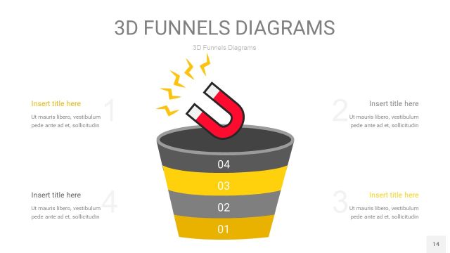黄灰色3D漏斗PPT信息图表14