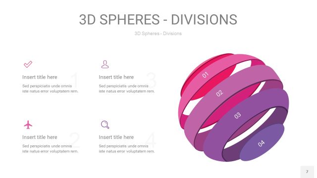 渐变粉色3D球体切割PPT信息图7