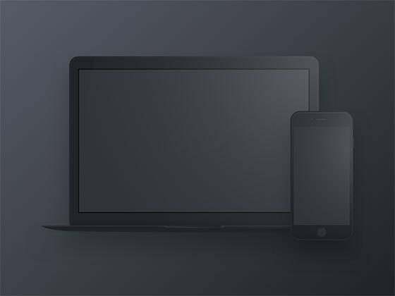暗色 Macbook 和 iPhone 模型 暗色 Macbook 和 iPhone 模型