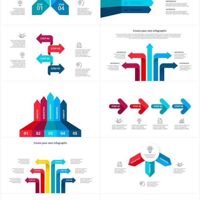 彩色箭头信息图形PPT元素素材Arrows