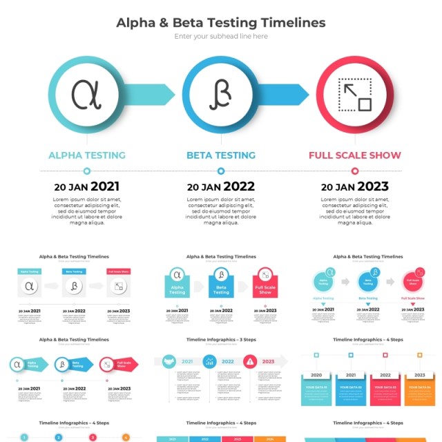 63页时间线时间轴信息图表PPT模板Timeline Infographics