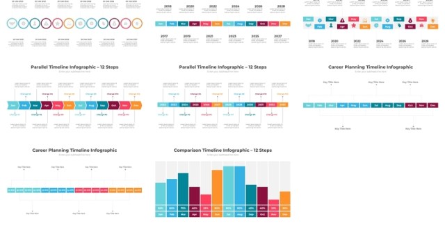 63页时间线时间轴信息图表PPT模板Timeline Infographics