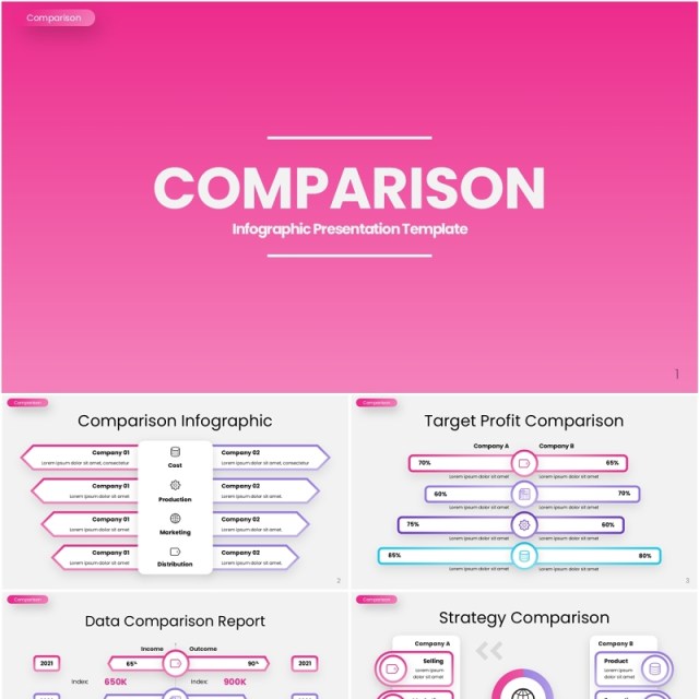 商业市场对比信息图表PPT素材模板Comparison - Infographic Presentation Template