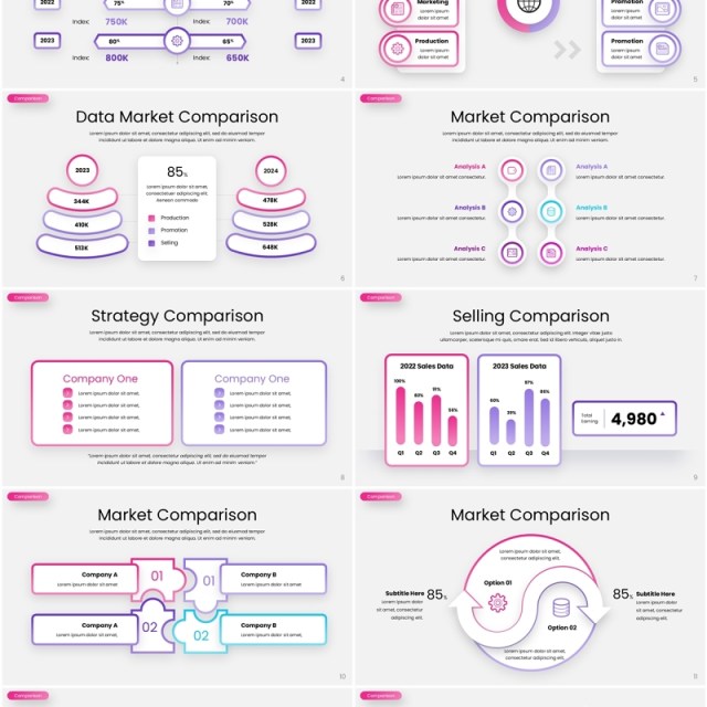 商业市场对比信息图表PPT素材模板Comparison - Infographic Presentation Template