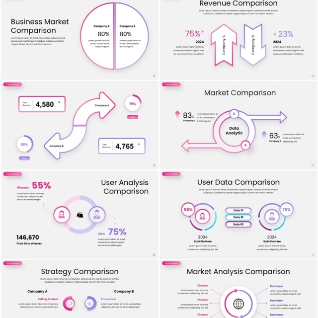 商业市场对比信息图表PPT素材模板Comparison - Infographic Presentation Template