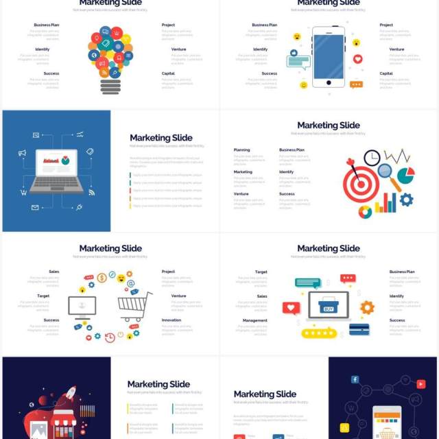 简洁创意营销活动策划PPT信息图素材Marketing Powerpoint Infographics