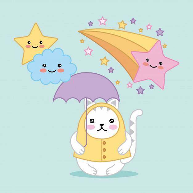 与伞云彩的Kawaii猫担任主角动画片