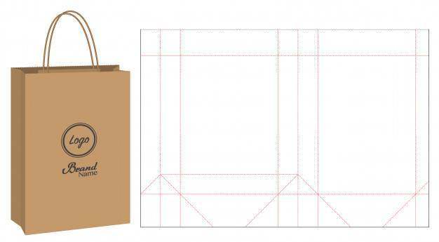 纸袋包装模切和3d袋样机