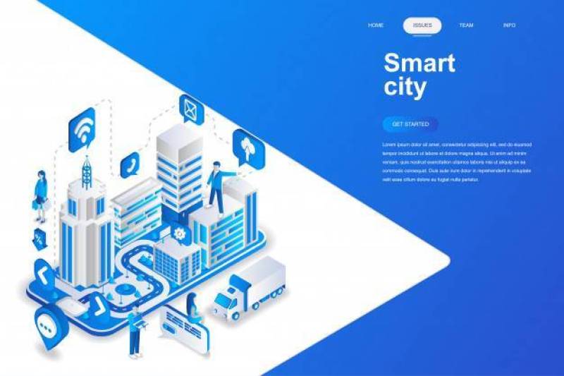 Smart city modern flat design isometric concept.