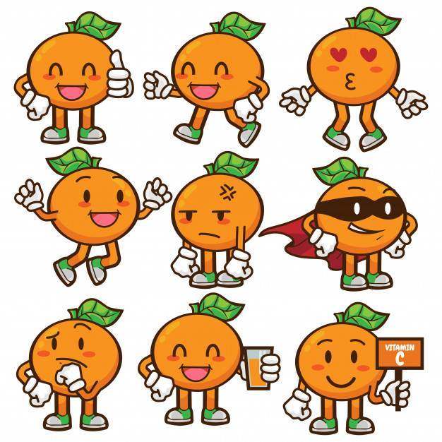 橙色水果吉祥物字符集