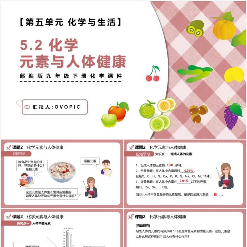 部编版九年级化学下册化学元素与人体健康课件PPT模板 部编版九年级化学下册化学元素与人体健康课件PPT模板