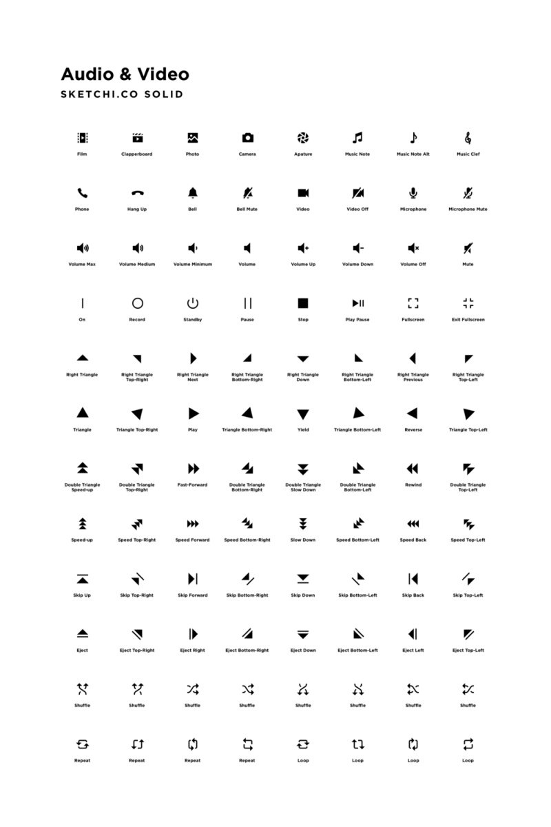 适用于多媒体控制的UI矢量图标集