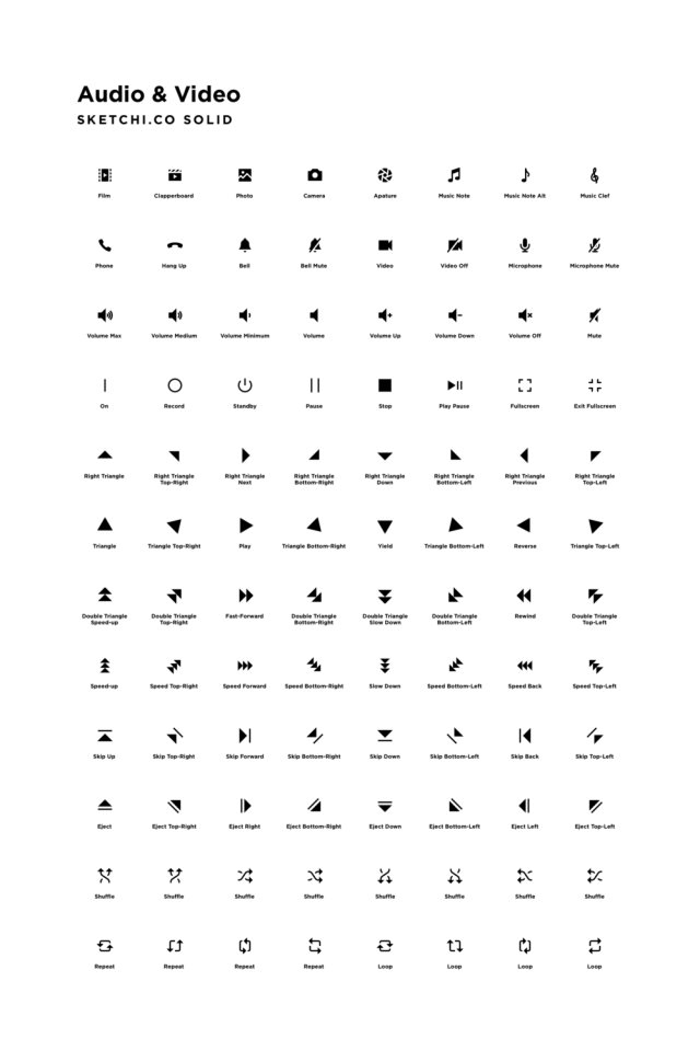 适用于多媒体控制的UI矢量图标集
