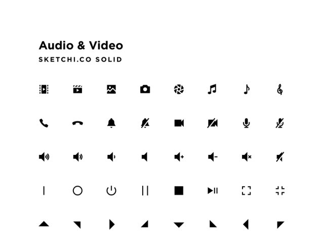 适用于多媒体控制的UI矢量图标集