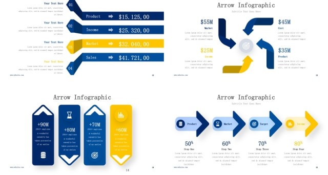 蓝色商务箭头信息图ppt素材