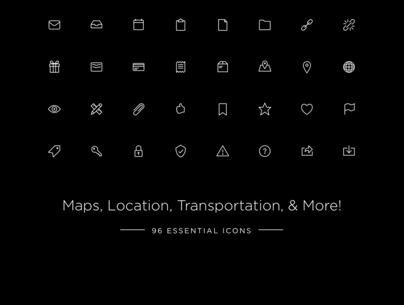 任何应用程序界面，UI和UX Essentials的标准图标集合