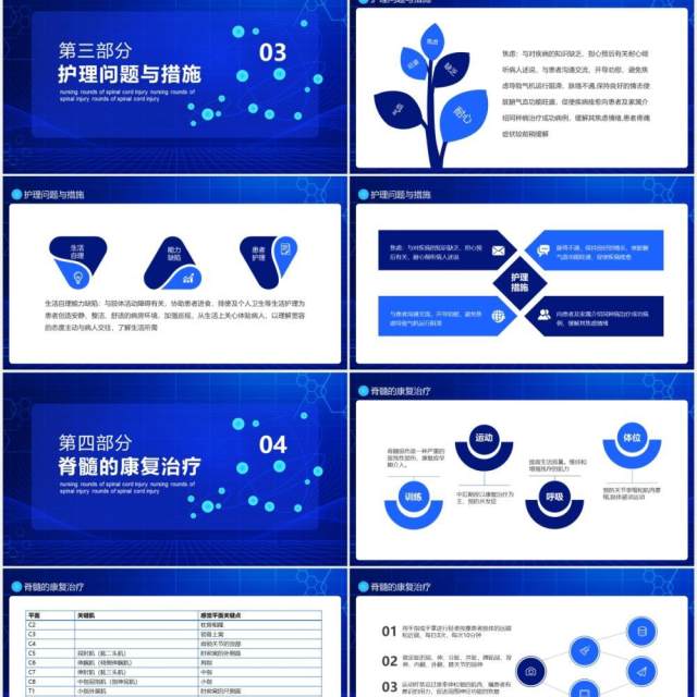 蓝色医院医生脊髓损伤护理查房病例介绍培训知识课件PPT模板