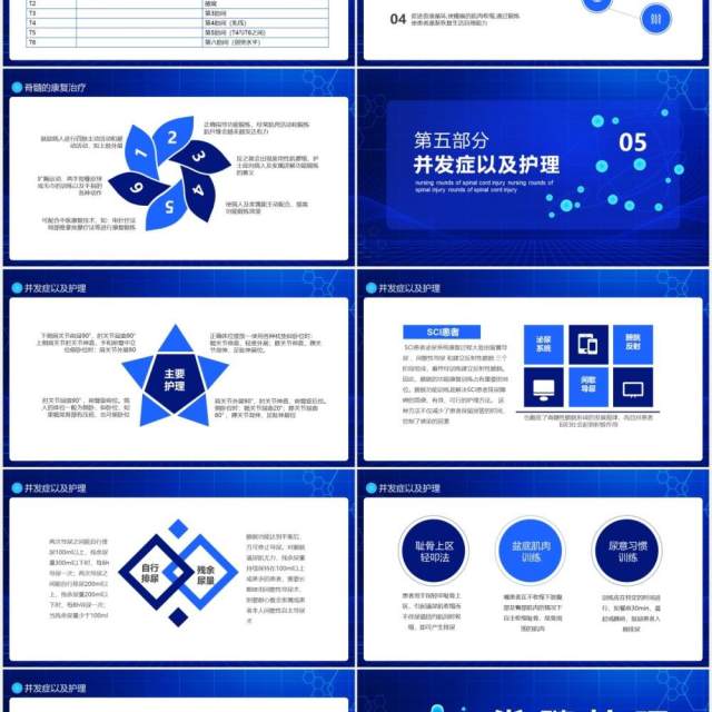 蓝色医院医生脊髓损伤护理查房病例介绍培训知识课件PPT模板