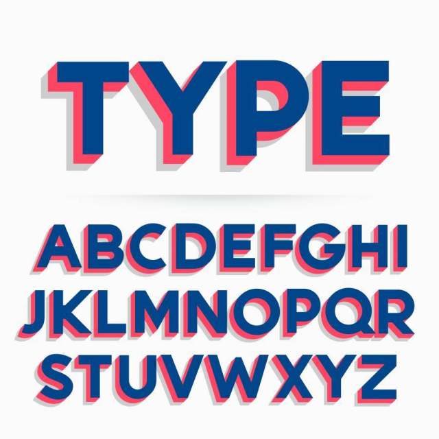 3d字体字体和字母表矢量设计