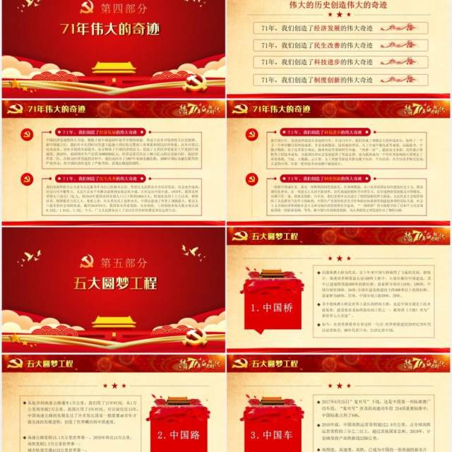 红色2020年国庆新中国成立71周年党政党课PPT模板 红色2020年国庆新中国成立71周年党政党课PPT模板