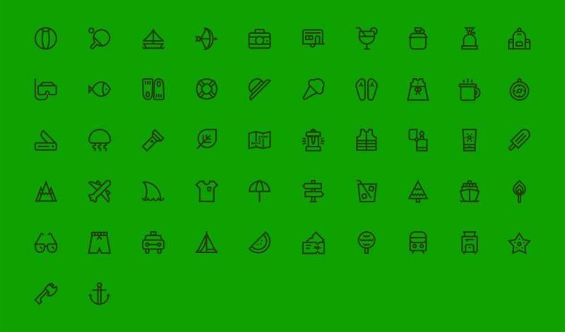 52 枚探险和旅游图标