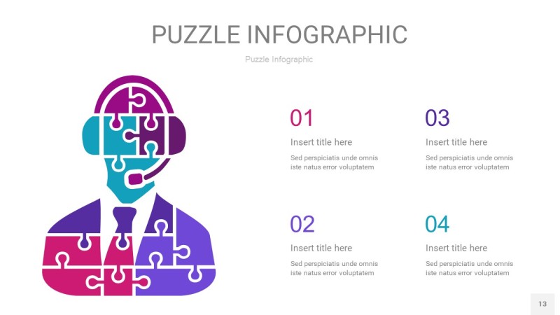 紫绿色拼图PPT图表13