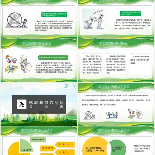 绿色反对家庭暴力国际消除家庭暴力日PPT模板