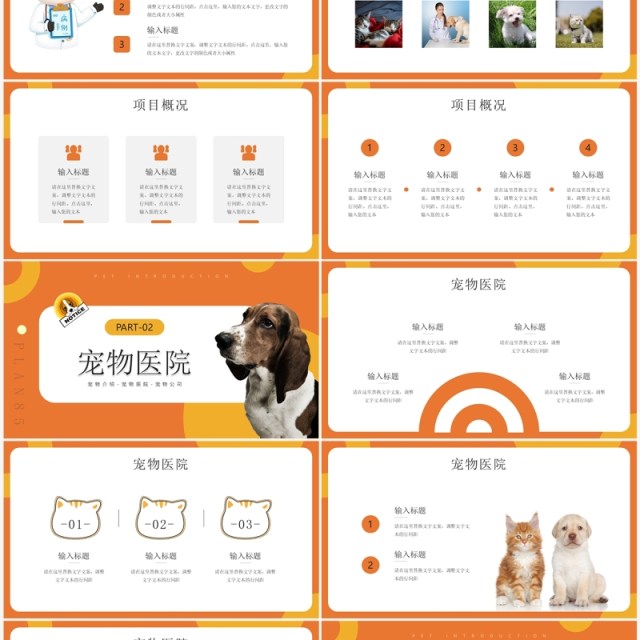 橙色简约风宠物医院项目计划PPT模板 橙色简约风宠物医院项目计划PPT模板