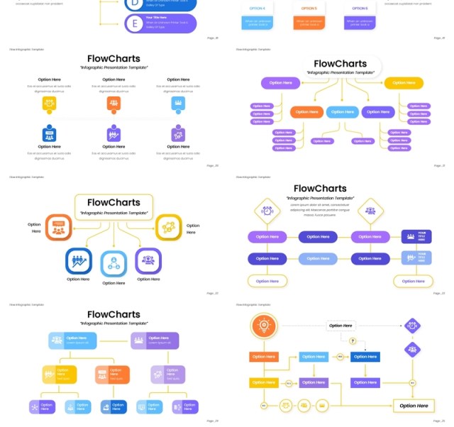 流程图结构图信息图表PPT模板Flowchart Infographic ppt