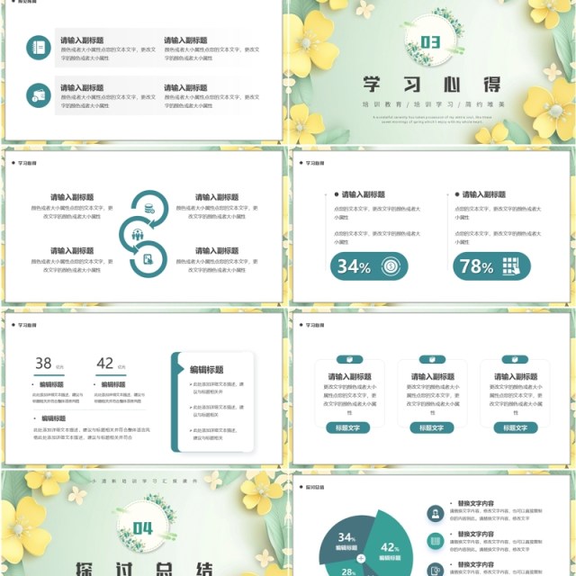 黄绿清新风培训学习汇报PPT通用模板
