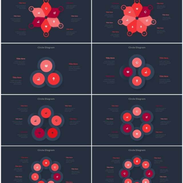 红色深色系商务产品信息图表流程步骤关系图PPT素材 Infographic Red