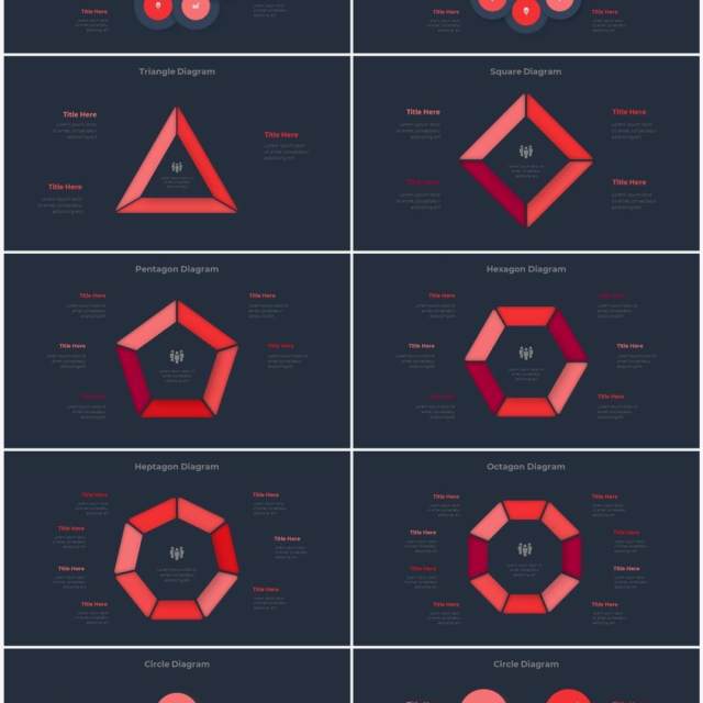 红色深色系商务产品信息图表流程步骤关系图PPT素材 Infographic Red