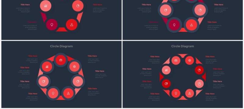 红色深色系商务产品信息图表流程步骤关系图PPT素材 Infographic Red