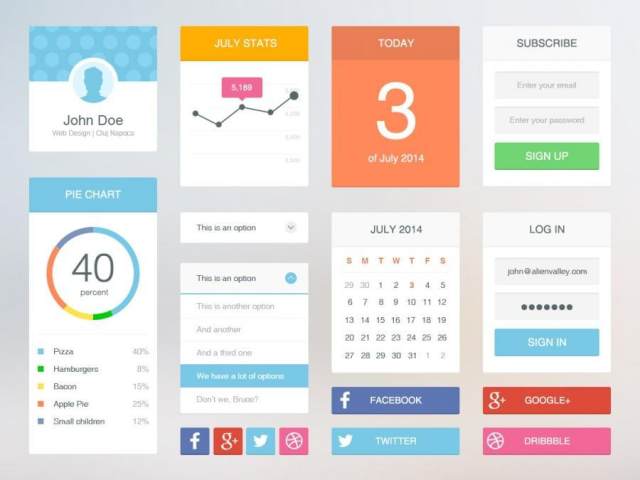 扁平风格UI工具包 Soft Flat UI Kit 扁平风格UI工具包 Soft Flat UI Kit