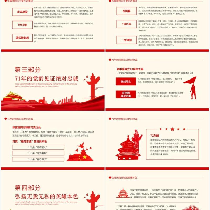 庆祝中国共产党成立100周年讲好中国共产党的故事之张富清动态PPT模板