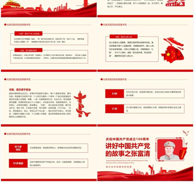庆祝中国共产党成立100周年讲好中国共产党的故事之张富清动态PPT模板