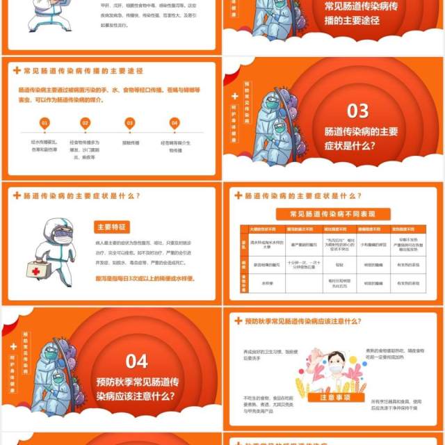 红色卡通风学校秋冬季常见传染病预防知识宣传讲座培训PPT模板