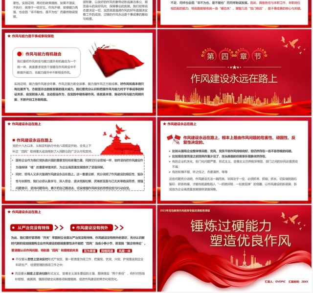 锤炼过硬能力塑造优良做风党课学习PPT模板 锤炼过硬能力塑造优良做风党课学习PPT模板