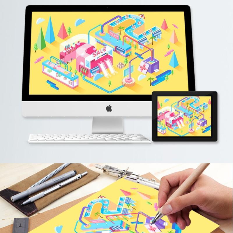 电商淘宝天猫购物促销活动2.5D立体插画AI设计海报素材10