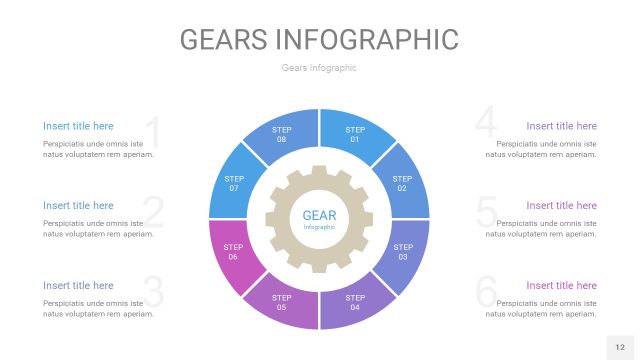 紫蓝色齿轮PPT信息图12