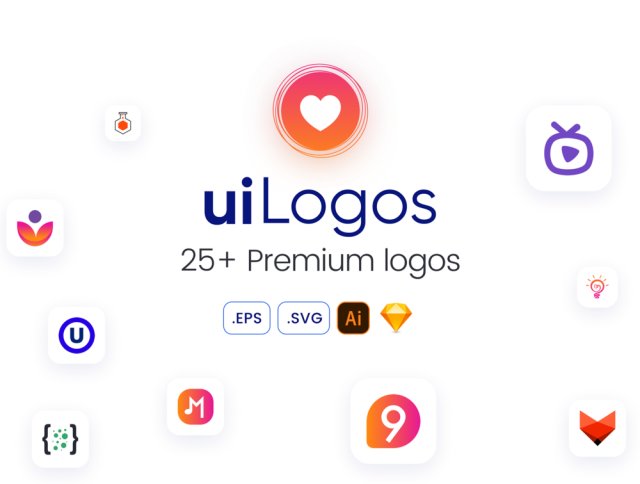 25+专业设计的徽标，用于设计模型和演示，uiLogos
