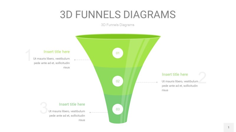 草绿色3D漏斗PPT信息图表1