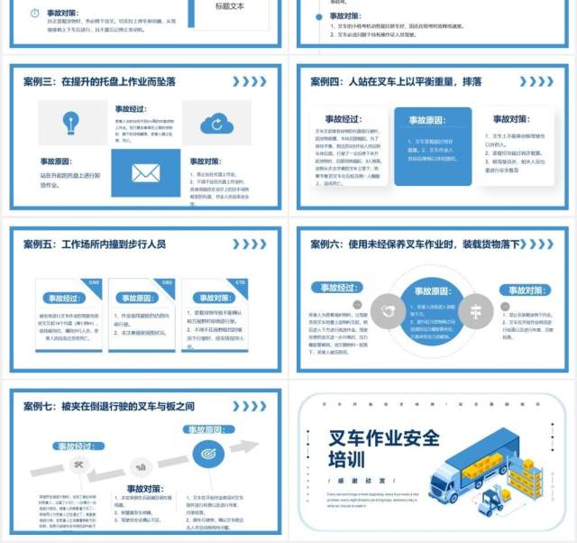 蓝色简约叉车作业安全教育培训PPT模板